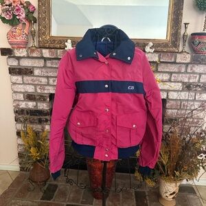Vtg 80s CB Sport Women’s Pink and blue snow lightweight bomber jacket Size L